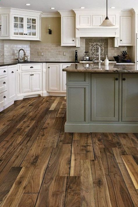 Vinyl plank wood-look floor versus engineered hardwood - We are building a new home and trying to decide between engineered hardwood or vinyl plank wood-look fl… Dapur Rustic, Luxury Farmhouse, Fresh Farmhouse, Cabinet Makeover, Stunning Kitchens, Style At Home, Kitchen Remodel Idea, Decor Minimalist, Kitchen Makeover