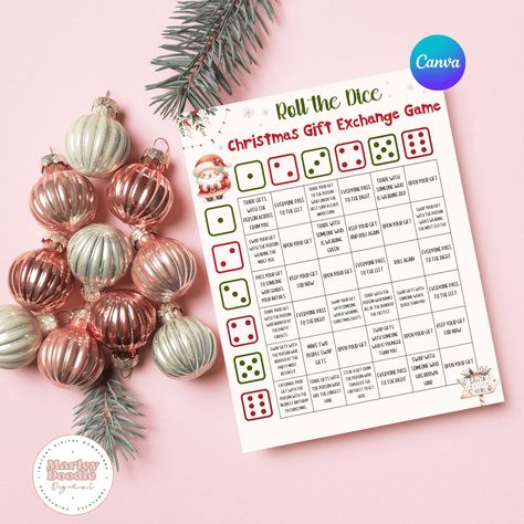 Christmas Gift Exchange Dice Game + Fun Printables Christmas Gift Exchange Dice Game, Gift Exchange Dice Game, Gift Exchange Dice, Movie Night Basket, Christmas Gift Exchange Games, Magic Reindeer Food, Cash Gift Card, Dice Gifts, Printable Advent Calendar