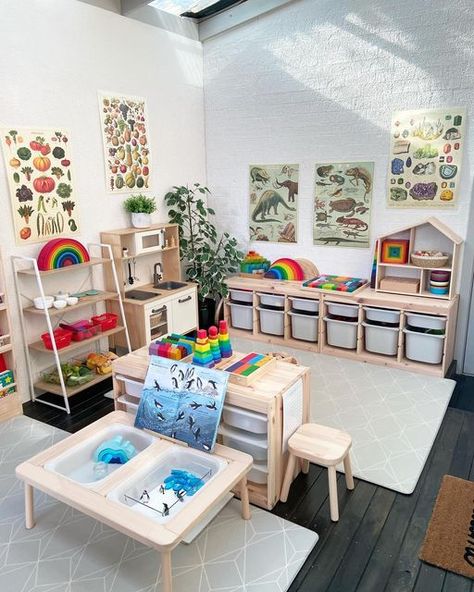 Playroom Elementary Age, Play Area Ideas, Kids Play Corner In Living Room Lego, Childminders Playroom Home Daycare, Playarea Kids Livingroom, Whale Themed Nursery, Children’s Play Area Small Garden, Toddler Play Area, Daycare Rooms