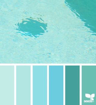 Color Swim Turquoise Palette Color, Design Seeds Color Palette, Wedding Colors Summer, Seeds Color Palette, Swim Design, Greece Blue, Seeds Color, Best Wedding Colors, Blue Color Palette