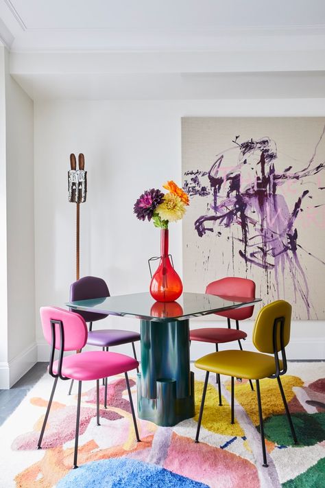 Tour This Wacky and Wonderful New York City Home | Architectural Digest Upper East Side Apartment, Eclectic Dining Room, Eclectic Dining, Custom Chandelier, Dining Room Colors, Maximalism, Eclectic Home, Dining Room Design, Colorful Design