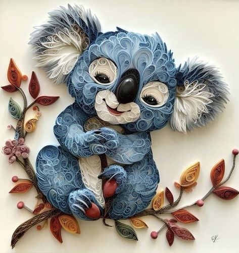 Quilling Cartoon, Animal Quilling, Quilling Patterns Tutorials, Quill Art, Cartoon Koala, Quilling Dolls, Diy Quilling Crafts, Quilling Projects, Arte Quilling