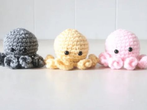 Free No Sew Amigurumi Octopus Pattern | Knits and Knots by AME Crochet No Sew Octopus Free Pattern, No Sew Crochet Octopus Pattern, Tiny Crochet Octopus Pattern, Mini Octopus Crochet Pattern No Sew, Free Mini Octopus Crochet Pattern, Mini Flamingo Crochet Pattern Free, Tiny Crochet Octopus, Squid Free Crochet Pattern, Crochet Simple Arumigumi