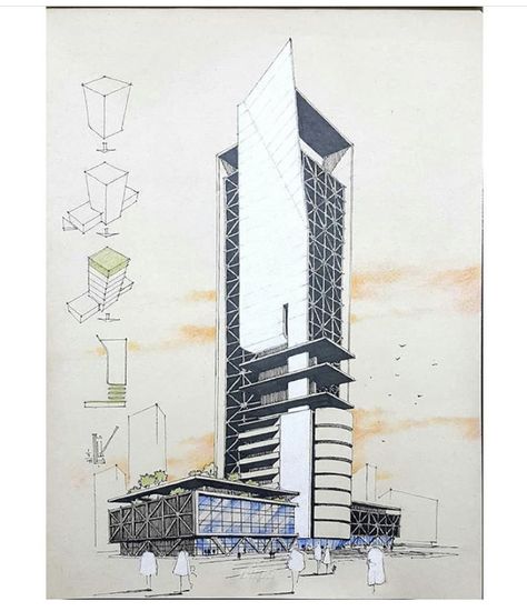 Architecture Drawing Presentation, Architecture Drawing Plan, Building Sketch, Architecture Concept Diagram, Architectural Floor Plans, Architecture Design Sketch, Skyscraper Architecture, Architecture Design Drawing, Architecture Building Design