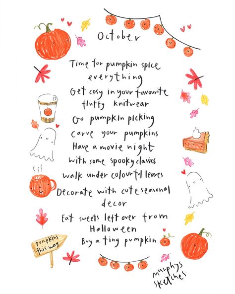 MY FAVOURITE MONTH OF THE YEAR 🎃🍂💛🪄🍁☕️🥧 Oof I just love October! I hope you have lovely things to look forward to this month ☺️ (These are the October pages from my two A4 calendars both are on the website now) Month October, Pumpkin Picking, Lovely Things, Months In A Year, Pumpkin Spice, Letter Board, My Favourite, Just Love, I Hope You