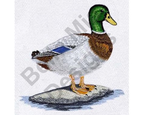 Truck Embroidery, Duck Embroidery, Etsy Embroidery, Wild Duck, Raw Edge Applique, Bird Beads, Hand Embroidery Projects, Mallard Duck, Design Embroidery