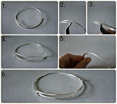 Diy Bangle Bracelets, Wire Jewellery, Bijoux Fil Aluminium, Wire Jewelry Tutorial, Adjustable Bangle Bracelet, Diy Wire Jewelry, Jewelry Techniques, Homemade Jewelry, Adjustable Bangle