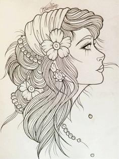 amazing pin up girl tattoos for women | Pin Up Tattoo Designs ... Girl Sketches, Colour Pictures, Kunst Tattoos, Desenho Tattoo, Head Tattoos, Trendy Tattoos, Beautiful Tattoos, Tattoo Sketches, Drawing People