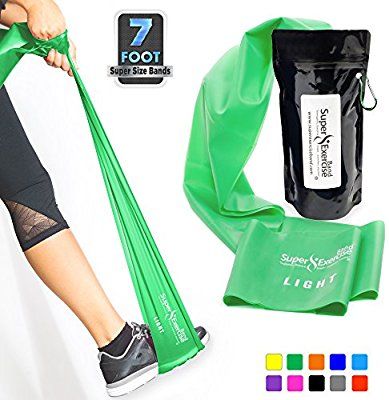 Amazon.com : Super Exercise Band Light GREEN Resistance Band. Your Home Gym Fitness Equipment Kit for Strength Training, Physical Therapy, Yoga, Pilates, Chair Workout | LATEX FREE For ALLERGIC SAFETY | 7 ft : Sports & Outdoors Chair Workout, Pilates Chair, Paleo For Beginners, Exercise Band, Best Resistance Bands, Chair Exercises, Best Home Gym, Resistance Band Exercises, Home Gym Equipment