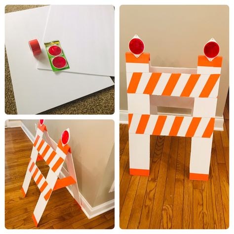 Diy Construction Barricade, Dollar Tree Construction Party, Crafts With Foam Board, Dump Truck First Birthday Party, Construction Themed Trunk Or Treat, Diy Construction Decorations, Cardboard Construction Vehicles, Construction Birthday Diy, Construction Theme Birthday Party Decorations Diy Projects