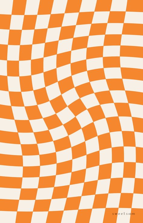 Wavy Checkerboard Wallpaper, Orange Y2k Background, Orange Checkered Wallpaper, Cute Orange Background, Orange Checkered Background, Wavy Aesthetic, Checkerboard Wallpaper, Wavy Checkerboard, Y2k Background