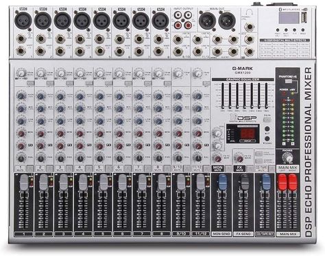 DJ Mixer G-MARK GMX1200 12 channel Professional USB Audio Mixing console Music Studio 8 mono 4 stereo 7 brand EQ 16 Effect Podcast Streaming Audio Interface Audio Mixing, Mixing Console, Dj Mixer, Independent Musician, Audio Interface, Phantom Power, Studio Gear, Professional Audio, Studio Equipment