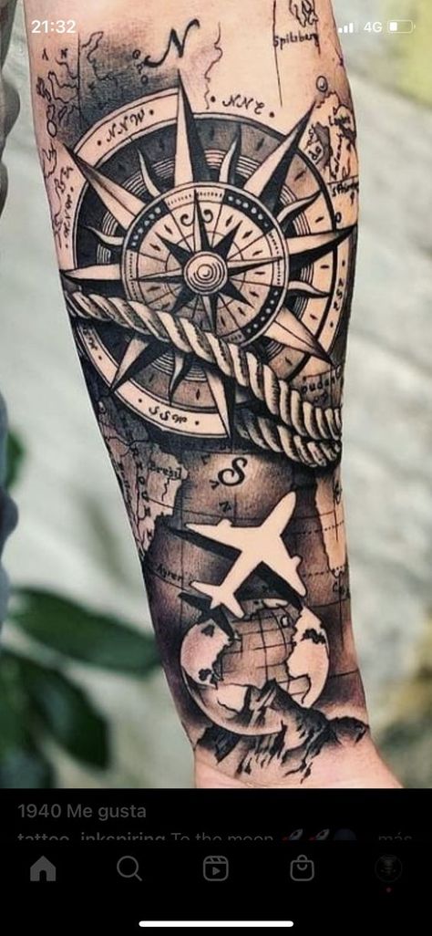 In this post, we’ve rounded up 12 of the best compass tattoo designs for men. Compass tattoos exude a certain sense of adventure. Tattoos Arm Mann, Tattoo Bicep, Compass And Map Tattoo, Nautical Tattoo Sleeve, Tato Maori, Compass Tattoo Design, Cool Arm Tattoos, Cool Forearm Tattoos, Nautical Tattoo