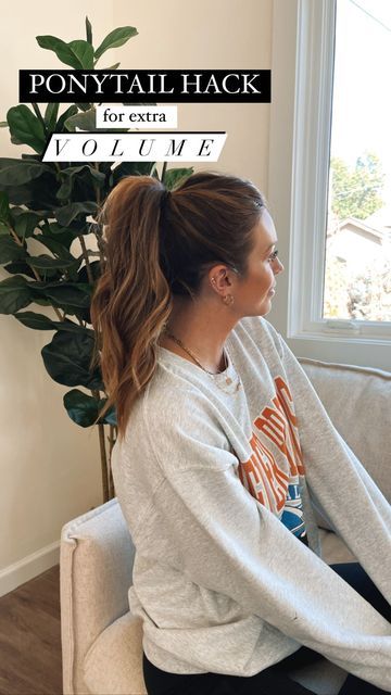 Night Out Ponytail Hair Ideas, Heavy Hair Ponytail, Grown Up Ponytail, Big Ponytail Tutorial, Full Looking Ponytail, Ponytail For Thick Hair Tutorials, How To Dress Up A Ponytail, Easy Hair Ponytails, Cute Straight Ponytail Hairstyles