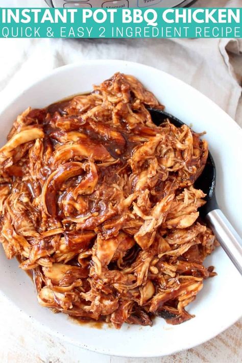 Instant Pot BBQ Chicken is easy to make with chicken breasts, directly from the freezer or refrigerator, plus a bottle of your favorite BBQ sauce. Use it to make different recipes throughout the week, from pasta for dinner, to wraps for lunch! Bbq Chicken Instant Pot, Chicken Breast Instant Pot Recipes, Instant Pot Bbq Chicken, Bbq Chicken Breast Recipe, Wraps For Lunch, Pasta For Dinner, Chicken Instant Pot, Easy Bbq Chicken, Shredded Bbq Chicken