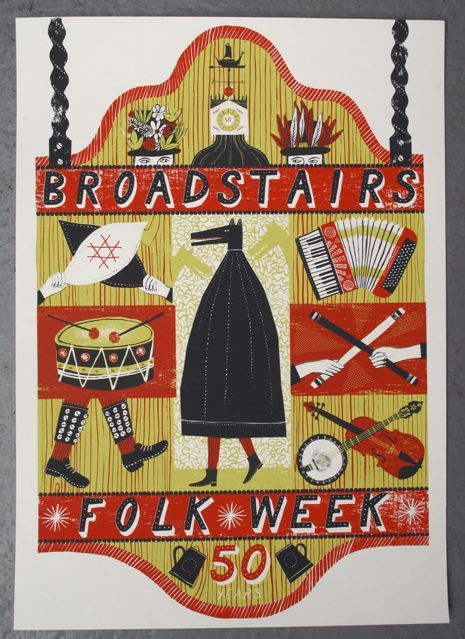 The Print Block: Broadstairs Folk Week - folky composition and textures Screen Printing Poster Design, English Folk Art, Folk Art Graphic Design, British Folk Art, Folk Typography, Paranormal Photography, Folk Music Poster Design, Folk Poster, Alice Pattullo