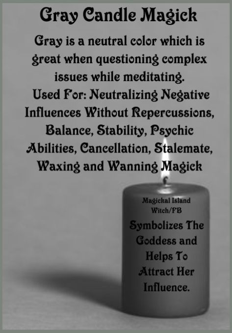 Gray Candle Magic, Candle Color Meanings Magic, Witchcraft Candle Magic, Candle Meanings, Gray Candle, Candle Magik, Candle Meaning, Candle Color Meanings, Candle Magic Spells