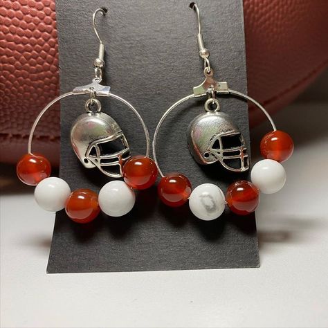 Football Earrings by Love2Jewelry on Etsy Football Jewelry, Women Circle, Pomegranate Earrings, Football Earrings, Sun And Moon Necklace, Vendor Events, Earrings Diy, Alabama Football, Fan Earrings