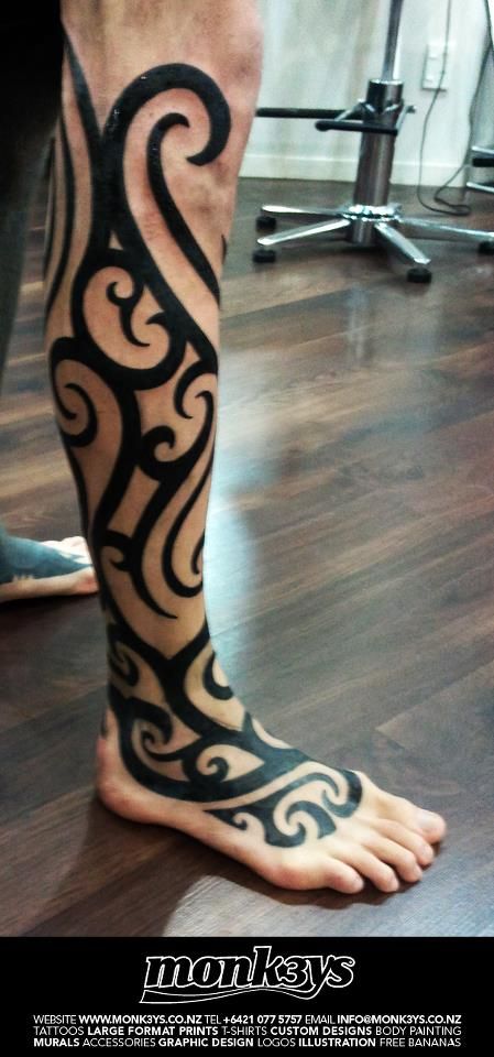 Maori, tribal leg 1 by Monk3ys-Tattoos on DeviantArt Ta Moko Tattoo, Christian Sleeve Tattoo, Tattoo Leg, Maori Tattoo Designs, Samoan Tattoo, Back Of Shoulder Tattoo, Leg Tattoo Men, Different Tattoos, Calf Tattoo