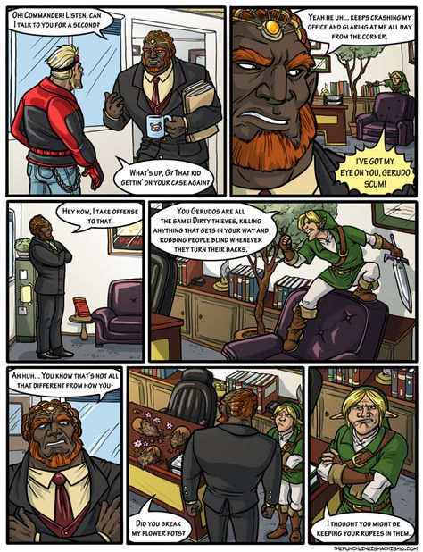 Manly guys doing manly things: Link breaks into Ganondorf's office. Legend Of Zelda Fan Art, Zelda Fan Art, Zelda Comics, Zelda Video Games, Manly Things, Legend Of Zelda Memes, Zelda Funny, Funny Random, Nintendo Art