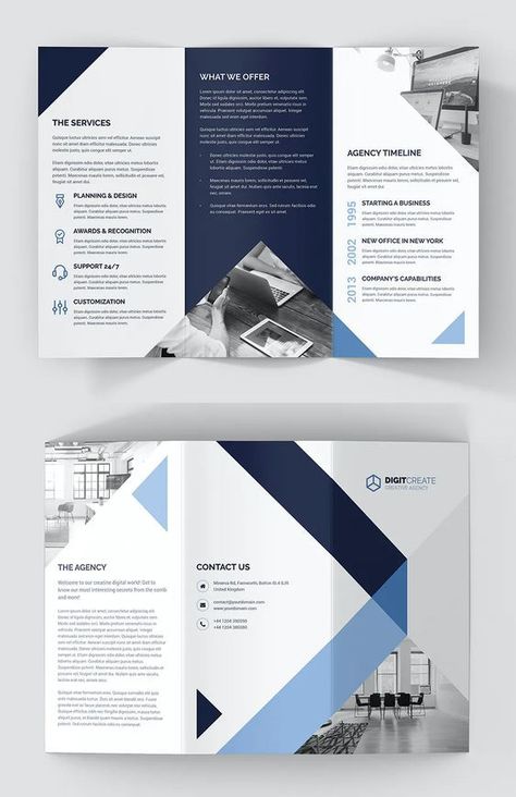 Digital Agency Tri-Fold Brochure Template PSD Tri Fold Brochure Design Layout, Tri Fold Brochure Design, Company Brochure Design, Digital Brochure, Architecture Brochures, Brochure Design Layouts, Brochure Design Layout, Trifold Brochure Design, Banner Design Inspiration