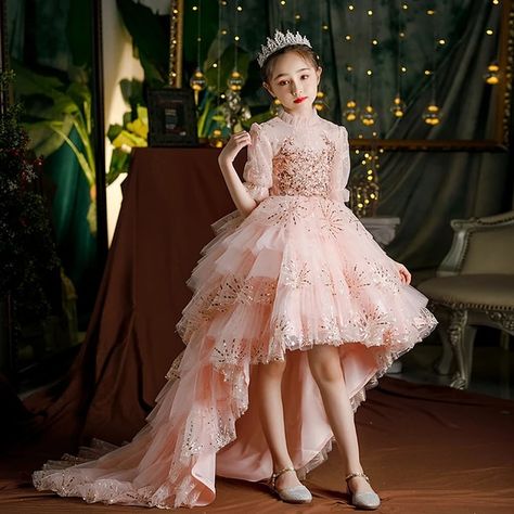 Teen Girls Formal Party Gown Kids Sequin Tutu Princess Dress Little Girls Cocktail and Evening Dresses Pink Classic High Low _ - AliExpress Mobile High Low Dresses, Baby Lace, Frocks Design, Layered Short, Childrens Clothes Girls, Teen Girl Dresses, Girls Casual Dresses, Kids Frocks, Tulle Tutu