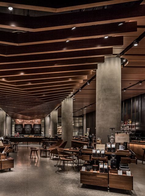 Restaurant Cafe Design, Starbucks Interior, Starbucks Seattle, Starbucks Locations, Starbucks Store, Starbucks Reserve, Style Anglais, Modern Restaurant, Coffee Shop Design