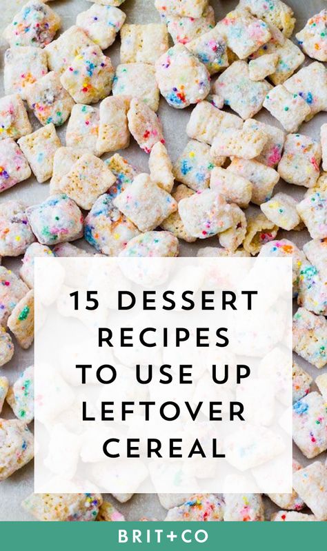 Use your leftover or extra cereal to make these delicious dessert recipes. Things To Make With Cereal, Treats Made With Cereal, Desserts With Cereal, Dessert With Cereal, Desserts Using Cereal, Recipes Using Life Cereal, Leftover Cereal Recipes, Cookie Cereal Recipes, Life Cereal Recipes Snacks