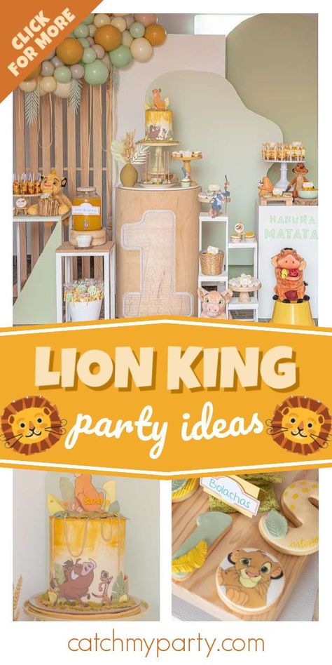 Lion One Year Old Party, 1st Birthday Boy Lion King Theme, 1st Birthday Lion King Theme, Lion King Birthday Party Ideas Boys, Lion King 1st Birthday Party Ideas Boys, Lion King 2nd Birthday Party Ideas, Simba Theme Birthday Party, The Lion King Birthday Party Ideas, Lion First Birthday Party Boy