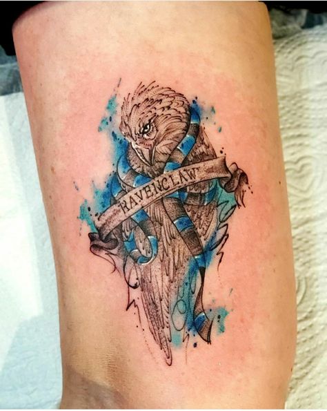 Raven Claw Tattoo Harry Potter, Wizarding World Tattoo Ideas, Harry Potter Tattoos Ravenclaw, Ravenclaw Tattoo Ideas, Ravenclaw Tattoo, Harry Potter Tattoo Sleeve, Harry Potter Sleeve, Harry Potter Tattoo Ideas, Claw Tattoo