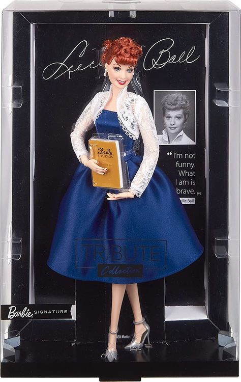 Barbie Tribute Collection Lucille Ball Doll, Wearing Blue Dress & Lace Jacket, with Doll Stand & Certificate of Authenticity, Gift for Collectors I Love Lucy Dolls, Celebrity Barbie Dolls, I Love Lucy Show, Barbie Signature, Barbie Collector Dolls, Mattel Dolls, Lucille Ball, Beautiful Barbie Dolls, Love Lucy