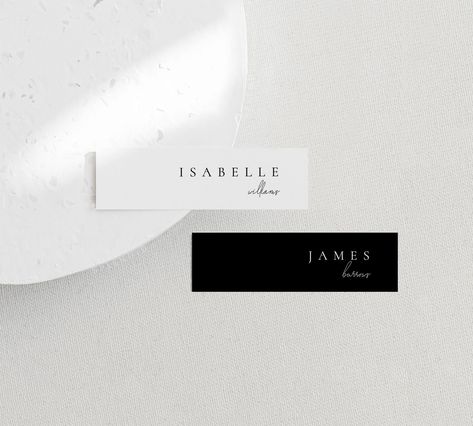 Claire's Modern Wedding Name Cards - Slim, elegant, and stylish place cards and reception name tags for your special day! #wedding #weddingcards #placecards#Name_Cards_Wedding #Dinner_Reception #Wedding_Name_Cards #Place_Card_Template Wedding Name Cards, Place Card Template, Paper Place, Wedding Name, Cursive Fonts, Name Card, Wedding Place, Wedding Places, Wedding Invitation Paper