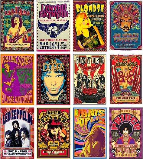 Amazon.com: Woonkit Vintage Rock Band Posters for Room Aesthetic, 70s 80s 90s Retro Music Room Wall Bedroom Decor Wall Art, Vintage Rock Band Music Concert Poster Wall Collage, Old Music Album Cover Prints (12 SET A, 7.8X11.8 INCH): Posters & Prints Posters For Room Aesthetic, Posters For Room, Rock Band Posters, Music Album Cover, Vintage Rock, Retro Music, Band Posters, Music Album, Concert Posters