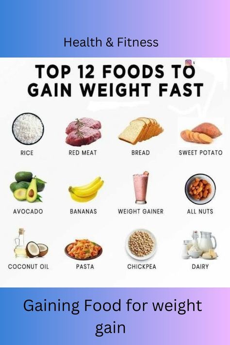 ain Weight with Nutrient-Dense Foods

User
top 12 food to weight gain 

ChatGPT
If you are looking to gain weight in a healthy manner, it's essential to focus on nutrient-dense foods that can help you increase your calorie intake while providing valuable vitamins and minerals. Here are 12 foods that can aid in weight gain:

Nuts and Nut Butters: Nuts like almonds, walnuts, cashews, and nut butters (peanut butter, almond butter) are calorie-dense and rich in healthy fats, proteins, and fiber.

Av Weight Gain Drinks, Gain Weight Smoothie, Tips To Gain Weight, Ways To Gain Weight, Healthy Weight Gain Foods, Stomach Fat Burning Foods, Food To Gain Muscle, Weight Gain Diet, Weight Gain Meals