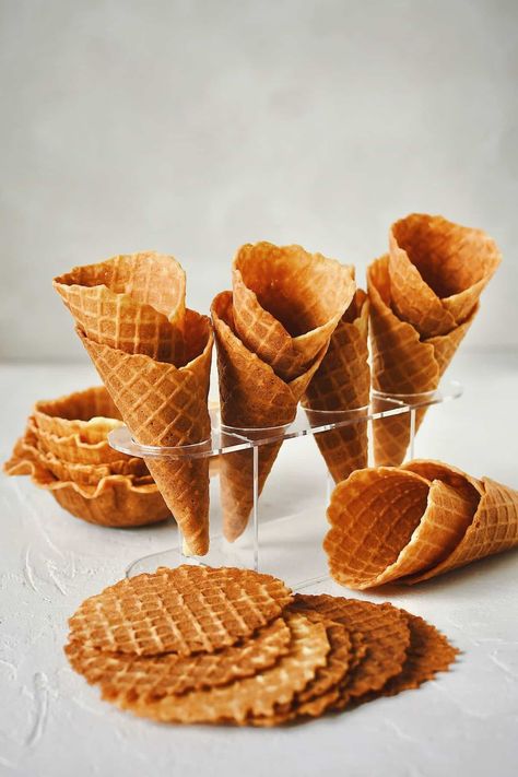 Waffle Cone Recipe - KendellKreations Wafer Cone Recipe, Best Waffle Cone Recipe, How To Make Waffle Cone Chips, Waffle Cone Cupcakes, Waffle Cone Chips Recipe, How To Make Waffle Cones At Home, Waffle Cone Cookies, Waffle Cone Recipe With Waffle Iron, How To Make Waffle Cones