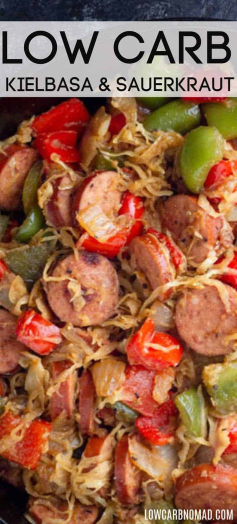 If you are looking for a super easy low carb dinner recipe or kielbasa recipes for dinner then you are going to love this kielbasa and sauerkraut skillet recipe! Kielbasa Sauerkraut, Kielbasa And Sauerkraut, Kielbasa And Potatoes, Kielbasa Recipes, Sausage Peppers, Sauerkraut Recipes, Frugal Girls, Carb Dinner, Low Carb Dinner Recipes