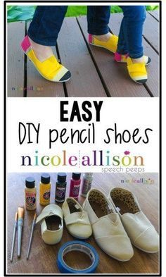 Pencil Shoes Painted, Diy Pencil Shoes, Diy Teacher Shoes, Pencil Shoes, Teacher Diy, Teacher Clothing, Teacher Crafts, Teacher Shoes, Teacher Accessories