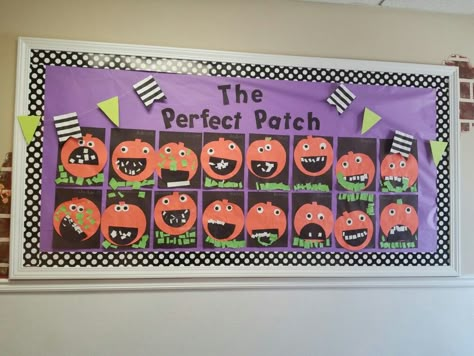 Preschool Halloween, fall, pumpkin bulletin board Halloween And Fall Bulletin Boards, Fall Prek Bulletin Board Ideas, Pre K October Bulletin Boards, Fall Pumpkin Bulletin Board Ideas, Kindergarten Halloween Bulletin Boards, Preschool Pumpkin Bulletin Boards, October Bulletin Board Ideas Kindergarten, Jack O Lantern Bulletin Boards, Prek Halloween Bulletin Boards