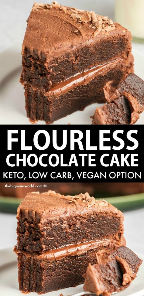 Healthy Cakes, Medicine Tips, Keto Chocolate Cake, Flourless Chocolate Cake, Cake 5, Low Carb Low Fat Recipes, Vegan Chocolate Cake, Low Carb Low Sugar, Flourless Chocolate Cakes