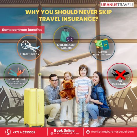 Make memories, not worries. Travel confidently with travel insurance! ✈️🌍✨ Book online https://bit.ly/3JGvB6p or call us: +971 4 3355559 #travelinsurance #travelsafe #WorryFreeTravel #travel #holiday #safe #stressfree #uranustravel Travel Insurance Creative Ads, Travel Insurance Ads, Insurance Ads, Commercial Ads, Make Memories, Ads Creative, Free Travel, Travel Insurance, Social Media Post