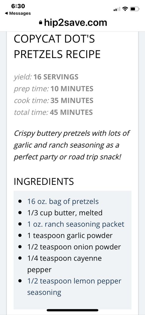 Dots Pretzels Recipe, Dots Pretzel Recipe, Pretzel Seasoning, Dots Pretzels, Chex Mix Recipes, Pretzels Recipe, Appetizers Easy Finger Food, Snack Mix Recipes, Snack Dip