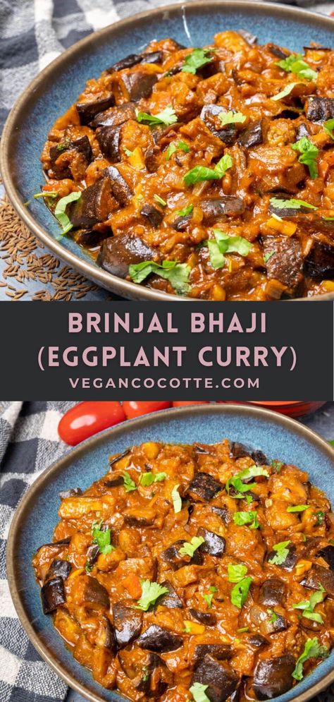 Eggplant Chickpea Curry, Frozen Eggplant Recipes, Zucchini Eggplant Recipes, Eggplant Zucchini Recipes, Eggplant Recipes Indian, Brinjal Bhaji, Brinjal Recipes Indian, Indian Eggplant Recipes, Curry With Eggplant