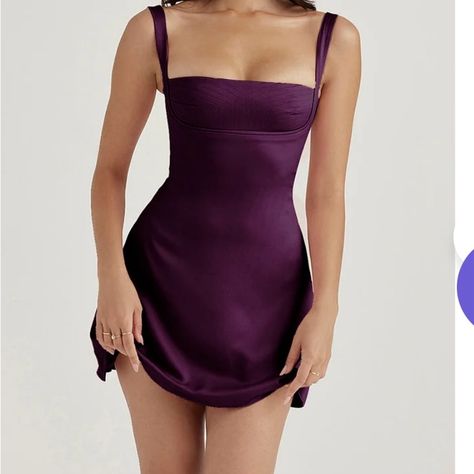 Dark Plum Mini Dresses. Never Worn, New With Tags. Original Order Says House Of Cb But Tags Do Not. Bustline Has Some Quilting. See Pics. Gaun Fashion, Purple Mini Dresses, Mode Casual, Satin Mini Dress, Hoco Dresses, Looks Style, Looks Vintage, Fancy Dresses, Purple Dress