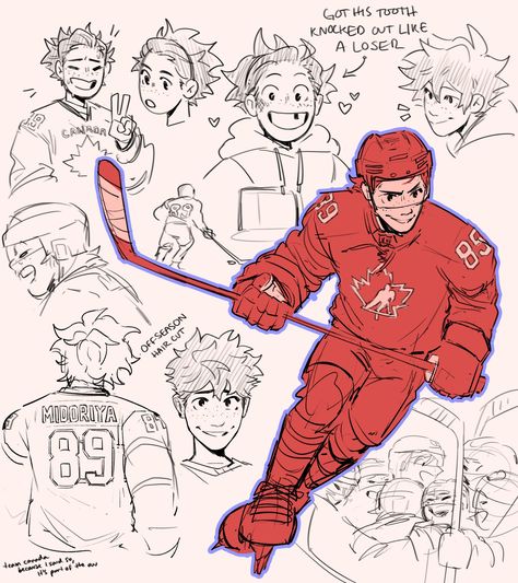 Hockey Character Design, Sports Character Design, Ice Skater Pose Reference, Sport Character Design, Hockey Pose Reference, Sports Poses Reference, Hockey Fanart, Ice Hockey Drawing, Lacrosse Drawing