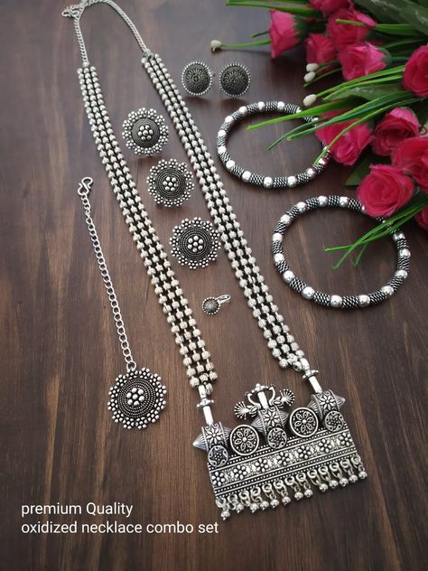 Navratri Jewellery Oxidised, Navratri Jewellery, Paracord Collar, Oxidised Jewelry, Junk Jewellery, Oxidized Jewellery, Global Desi, Silver Purse, Oxidised Silver Jewelry