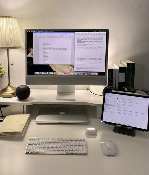 Imac Setup, Imac Desk, Dream Desk, Work Space Decor, Desk Inspo, Office Room Decor, Bedroom Desk, Study Room Decor, Redecorate Bedroom