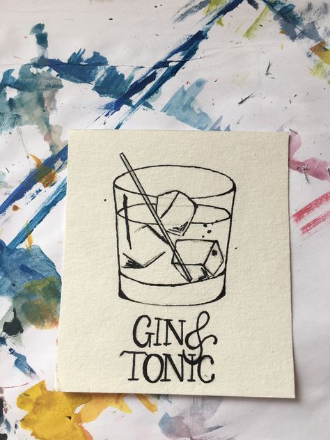 Gin Glass Tattoo, Gin And Tonic Tattoo, Gin Tonic Tattoo, Gin Tattoo, Gin Quotes, Tats Ideas, Birthday 21st, Collage Material, Virgo Tattoo