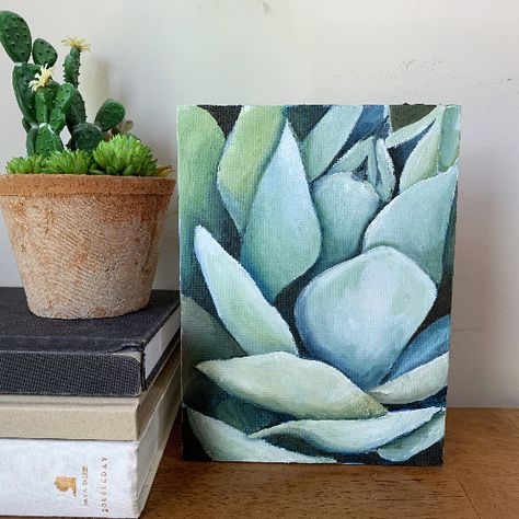 Simple Succulent Painting, Succulent Painting, Succulent Wall Art, Succulent Art, Cactus Painting, Simple Canvas Paintings, Agave Plant, Cactus Art, Southwest Art