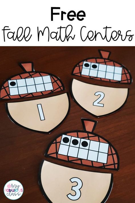 Free Fall Math center for Kindergarten. Acorn matching game. Ten frame matching game. Number sense. Number recognition. Fall Math Centers. Free Math centers. free Kindergarten Math centers, Fall Math Kindergarten, November Math Centers, Math Stations Kindergarten, Fall Math Centers, Halloween Math Centers, Kindergarten Math Centers, Fall Math Activities, Counting Bears, Kindergarten Math Free