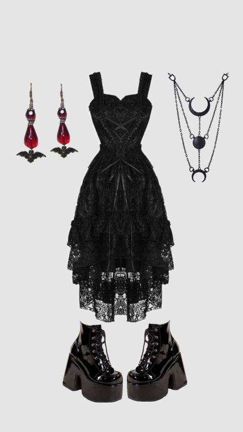 Gothic outfit inspo🖤🦇 #goth#gothic#outfitinspo#foryou#gothicoutfit Trad Goth Outfits, Gothic Outfit, Goth Outfit Ideas, Vampire Clothes, Aesthetic Outfit Ideas, Gothic Outfits, Goth Outfits, Cosplay Outfits, Edgy Outfits